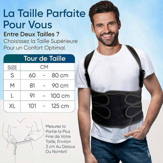 Correcteur de Posture - Ceinture Dorsale/Lombaire et Redresseur de Dos pour Soulager les Douleurs au Dos et aux Épaules - Orthèse Réglable...