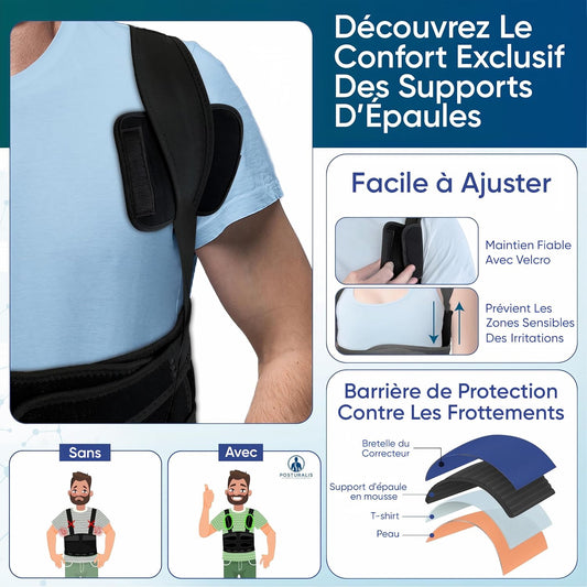 Correcteur de Posture - Ceinture Dorsale/Lombaire et Redresseur de Dos pour Soulager les Douleurs au Dos et aux Épaules - Orthèse Réglable...